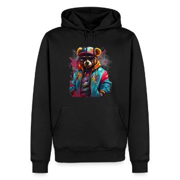 Nounours - Sweat à capuche Premium bio Homme - noir - Devant - Nico (187cm)