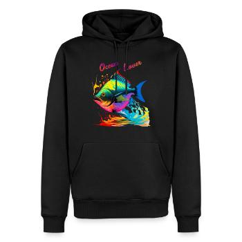 Liebhaber des Ozeans. Bunte Fische - Männer Premium Bio Hoodie - Schwarz - Vorne - Nico (187cm)