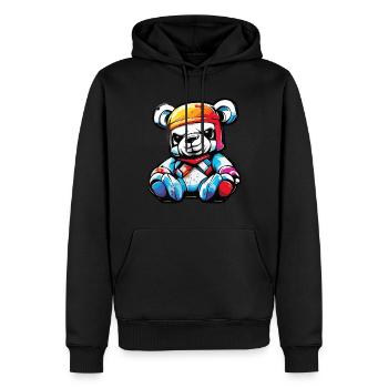 Ours en peluche / Peluche / Animal en peluche / Idée cadeau - Sweat à capuche Premium bio Homme - noir - Devant - Nico (187cm)