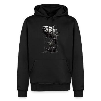 FISCH ANGELN FISCHER ANGLER - Männer Premium Bio Hoodie - Schwarz - Vorne - Nico (187cm)