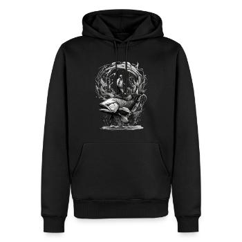 FISCHEN FISCHER ANGLER ANGELN - Männer Premium Bio Hoodie - Schwarz - Vorne - Nico (187cm)