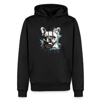 BOULEDOGUE FRANÇAIS - Sweat à capuche Premium bio Homme - noir - Devant - Nico (187cm)