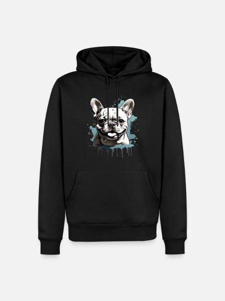 FRANSE BULLDOG - Mannen Premium Bio hoodie - zwart