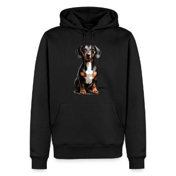 HUND KURZHAARDACKEL SÜß DACKEL - Männer Premium Bio Hoodie - Schwarz - Vorne - Nico (187cm)