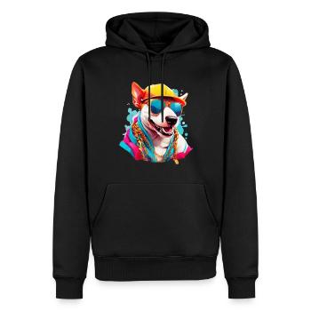 COOL DOG SUMMER BULL TERRIER - Sweat à capuche Premium bio Homme - noir - Devant - Nico (187cm)