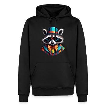 Clown Tier / Zirkus / lustig / bunt / Waschbär - Männer Premium Bio Hoodie - Schwarz - Vorne - Nico (187cm)