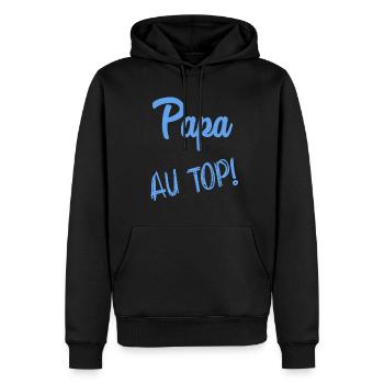 FROHER VATERTAG. PAPA. VATERTAG - Männer Premium Bio Hoodie - Schwarz - Vorne - Nico (187cm)