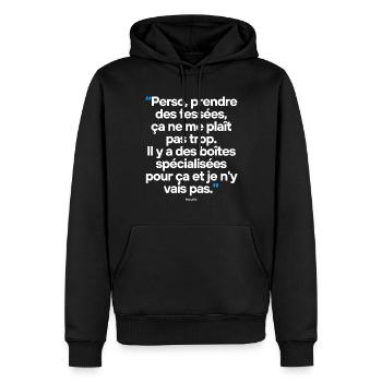 Citation célèbre footballeur coach - Sweat à capuche Premium bio Homme - noir - Devant - Nico (187cm)