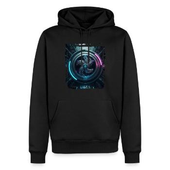 Sternzeichen Waage in der Cyberpunk-Ära Zukunft - Männer Premium Bio Hoodie - Schwarz - Vorne - Nico (187cm)