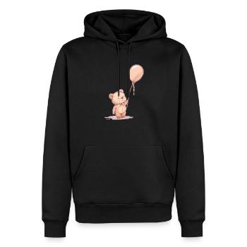 Nounours et ballon - petit ours en peluche - Sweat à capuche Premium bio Homme - noir - Devant - Nico (187cm)