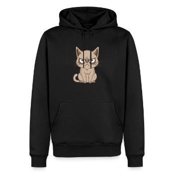 Wütende Katze, lustige Katze, unglückliche Katze - Männer Premium Bio Hoodie - Schwarz - Vorne - Nico (187cm)