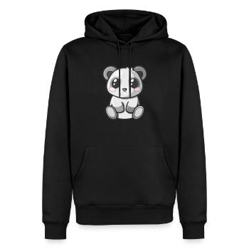 panda kawaii, ours en peluche, panda mignon - Sweat à capuche Premium bio Homme - noir - Devant - Nico (187cm)
