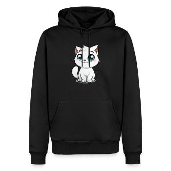chat blanc mignon, animal de compagnie, chaton - Sweat à capuche Premium bio Homme - noir - Devant - Nico (187cm)