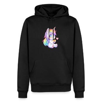Kleines Einhorn für Kinder, kleines Mädchen Geschenk - Männer Premium Bio Hoodie - Schwarz - Vorne - Nico (187cm)