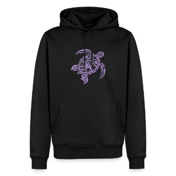 tortue de mer, tortue marine, dessin de tortue - Sweat à capuche Premium bio Homme - noir - Devant - Nico (187cm)
