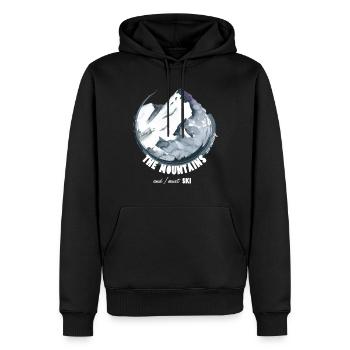 L’appel de la montagne - ski alpin - Sweat à capuche Premium bio Homme - noir - Devant - Nico (187cm)