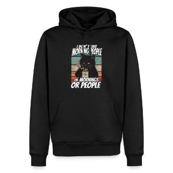 i dont like morning people Katze Kaffee Cat - Männer Premium Bio Hoodie - Schwarz - Vorne - Nico (187cm)