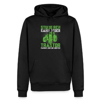 Studieren kann jeder Traktor Trecker fahren Spruch - Männer Premium Bio Hoodie - Schwarz - Vorne - Nico (187cm)