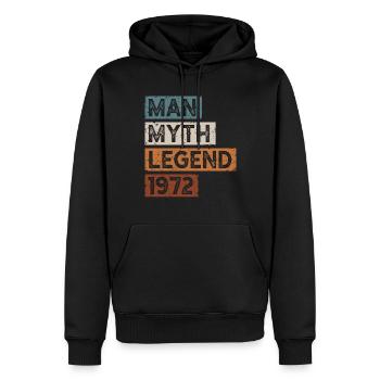 Né en 1972 Man Myth Legend - Sweat à capuche Premium bio Homme - noir - Devant - Nico (187cm)