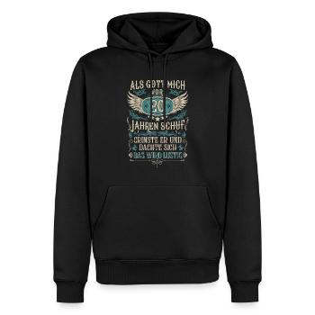 Als Gott mich vor 20 Jahren schuf 20. Geburtstag - Männer Premium Bio Hoodie - Schwarz - Vorne - Nico (187cm)