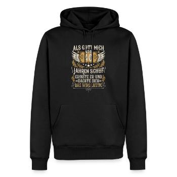 Als Gott mich vor 40 Jahren schuf 40. Geburtstag - Männer Premium Bio Hoodie - Schwarz - Vorne - Nico (187cm)