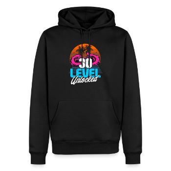 Level 30 Unlocked 30th Birthday Gamer 80s retro - Men’s Premium Organic Hoodie - black - Front - Nico (187cm)