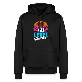 Niveau 40 Débloqué 40th Birthday Gamer 80s rétro - Sweat à capuche Premium bio Homme - noir - Devant - Nico (187cm)