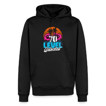 Level 70 Unlocked 70th Birthday Gamer 70s retro - Men’s Premium Organic Hoodie - black - Front - Nico (187cm)