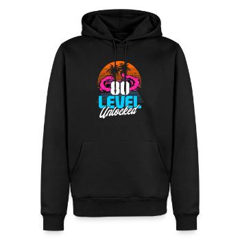 Niveau 80 Débloqué 80ème anniversaire Gamer 80s rétro - Sweat à capuche Premium bio Homme - noir - Devant - Nico (187cm)