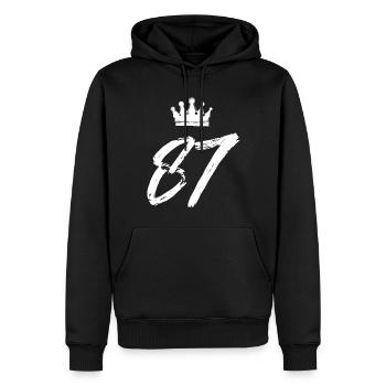 87 Zahl Krone - Männer Premium Bio Hoodie - Schwarz - Vorne - Nico (187cm)