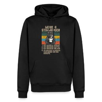 4 Stimmungen Katze Lustige Sprüche Kaffee - Männer Premium Bio Hoodie - Schwarz - Vorne - Nico (187cm)
