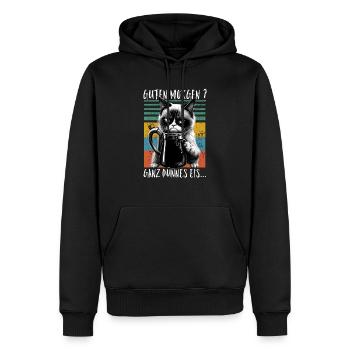 Guten Morgen Ganz dünnes Eis - Katze - Männer Premium Bio Hoodie - Schwarz - Vorne - Nico (187cm)