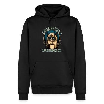 Guten Morgen Ganz dünnes Eis - Katze - Männer Premium Bio Hoodie - Schwarz - Vorne - Nico (187cm)