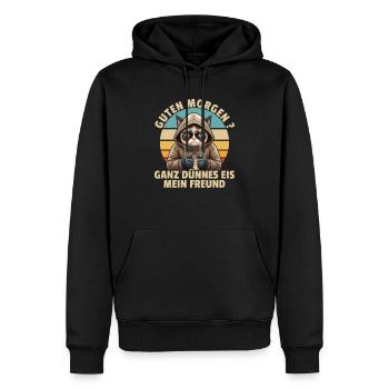 Guten Morgen Ganz dünnes Eis - Katze - Männer Premium Bio Hoodie - Schwarz - Vorne - Nico (187cm)