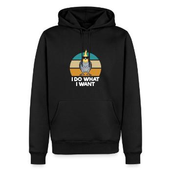 Cockatiel Oiseaux de compagnie | Idée cadeau d’oiseau - Sweat à capuche Premium bio Homme - noir - Devant - Nico (187cm)