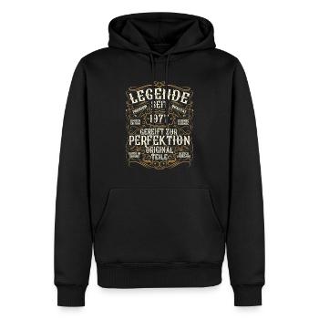 Legende 1977 Geburtstag legendär seit 1977 - Männer Premium Bio Hoodie - Schwarz - Vorne - Nico (187cm)
