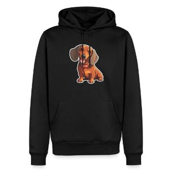 Dackel Teckel Hund Rasse Illustration Welpe Bild - Männer Premium Bio Hoodie - Schwarz - Vorne - Nico (187cm)