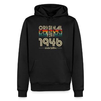 1946 Birthday Born in 1946 Retro Vintage - Men’s Premium Organic Hoodie - black - Front - Nico (187cm)