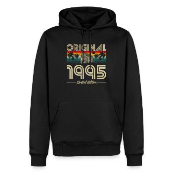 1995 Anniversaire né en 1995 Retro Vintage - Sweat à capuche Premium bio Homme - noir - Devant - Nico (187cm)