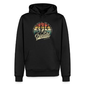 2014 Anniversaire né en 2014 Retro Vintage - Sweat à capuche Premium bio Homme - noir - Devant - Nico (187cm)