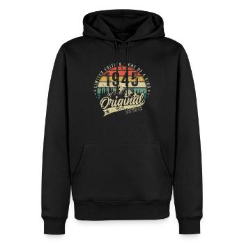 1945 Anniversaire né en 1945 Rétro Vintage - Sweat à capuche Premium bio Homme - noir - Devant - Nico (187cm)