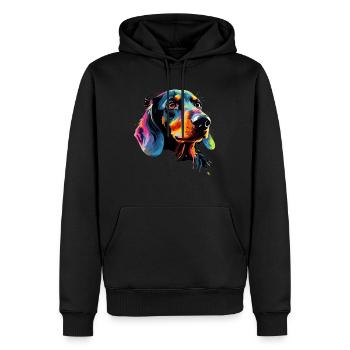 Dackel Hund Teckel Watercolor Art Hundekopf - Männer Premium Bio Hoodie - Schwarz - Vorne - Nico (187cm)