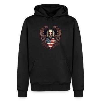 America Heraldic Animal Eagle Flag USA - Sweat à capuche Premium bio Homme - noir - Devant - Nico (187cm)