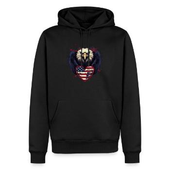 American Adler Amerika Wappentier Eagle Flagge USA - Männer Premium Bio Hoodie - Schwarz - Vorne - Nico (187cm)