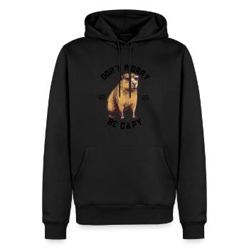 Capybara Wasserschwein retro Nagetier Tier lustig - Männer Premium Bio Hoodie - Schwarz - Vorne - Nico (187cm)