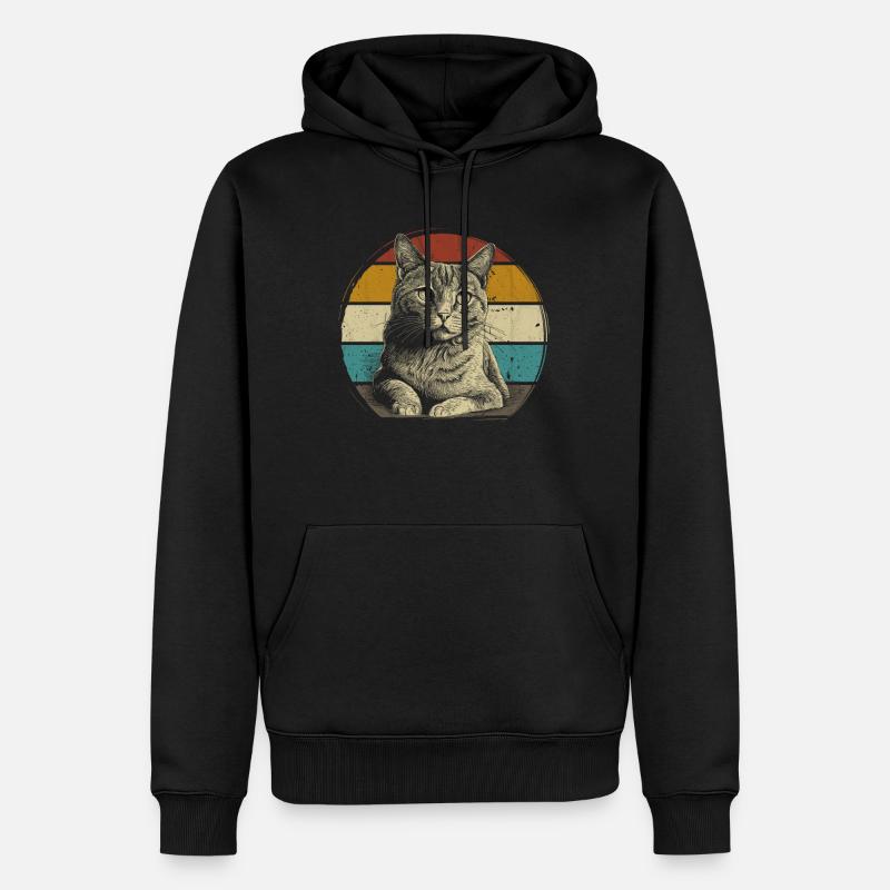 Retro Katze Kätzchen - Männer Premium Bio Hoodie - Schwarz