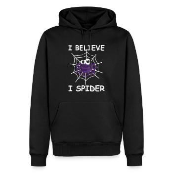 I believe I spider - Lustiges Wortspiel Spruch - Männer Premium Bio Hoodie - Schwarz - Vorne - Nico (187cm)