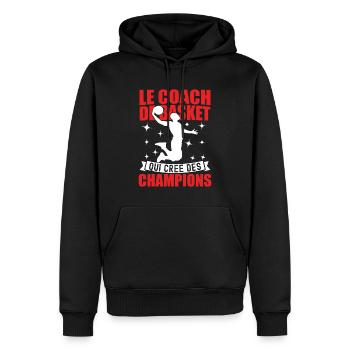 Le Coach De Basket Qui Crée Des Champions - Sweat à capuche Premium bio Homme - noir - Devant - Nico (187cm)