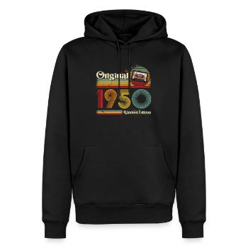 Anniversaire des années 1950 né dans les années 1950 rétro Vintage - Sweat à capuche Premium bio Homme - noir - Devant - Nico (187cm)