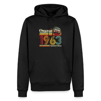 1963 Anniversaire Né En 1963 Rétro Vintage - Sweat à capuche Premium bio Homme - noir - Devant - Nico (187cm)